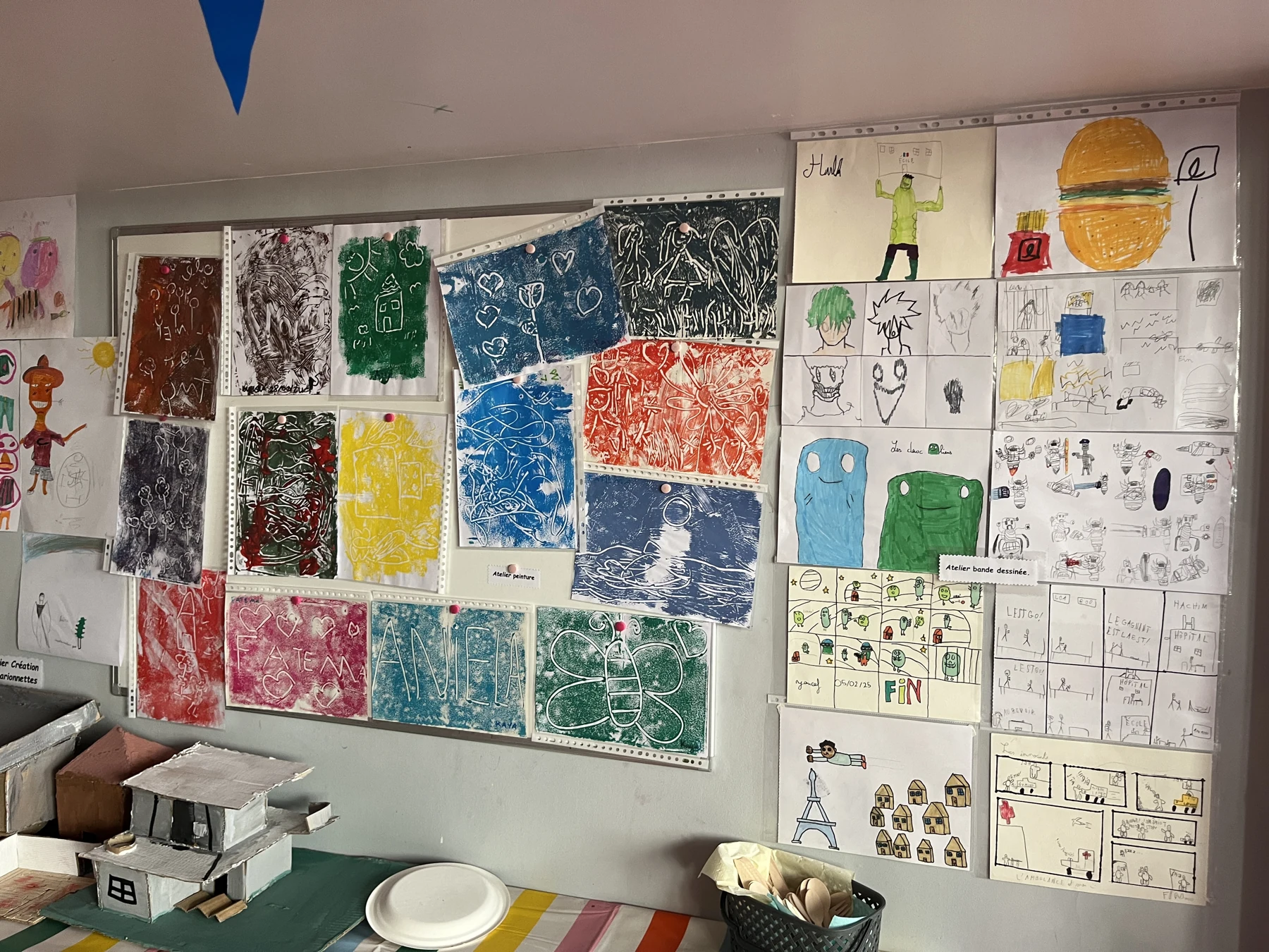 Travaux réalisés et affichés dans l’atelier
